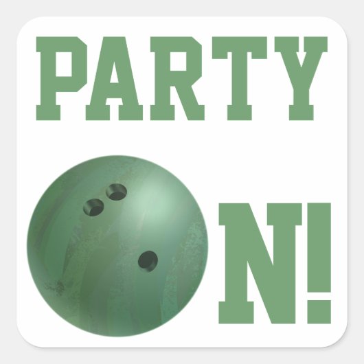 Groene Bowling Ball Party over Sticker (Voorkant)