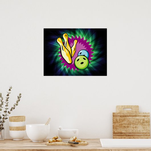 Groene Bowling Ball; Pins Poster (Keuken)