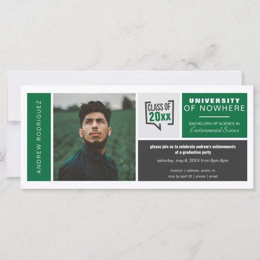 Groene boxen en fotobrede Afstuderen (Voorkant)