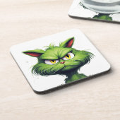 Groene boze kat bier onderzetter (Linkerzijde)