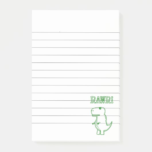 Groene Boze T Rex Dino Gelinieerd Post-it® Notes (Voorkant)