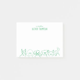 Groene brief van schattige hond dier schets notiti post-it® notes