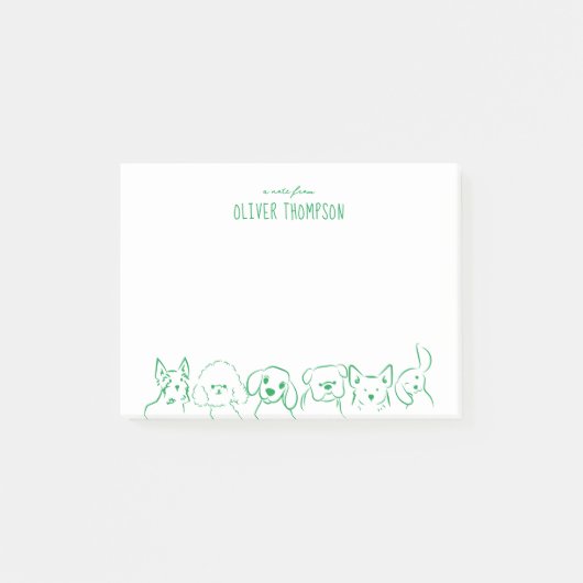 Groene brief van schattige hond dier schets notiti post-it® notes (Voorkant)