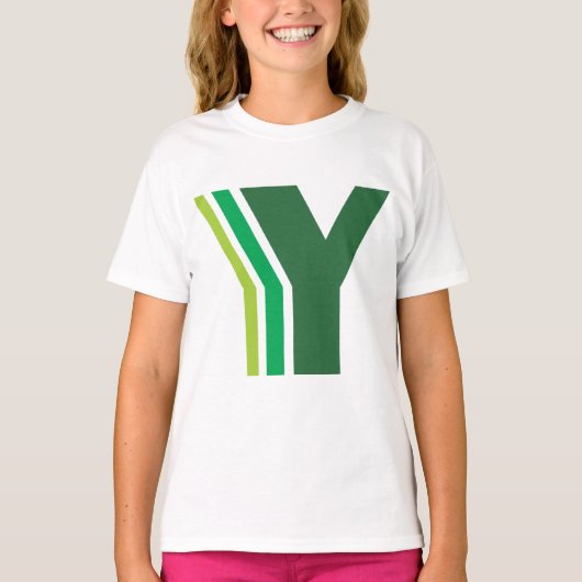 Groene brief Y T-shirt (Voorkant)