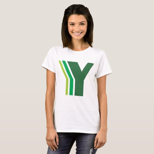 Groene brief Y T-shirt (Voorkant volledig)