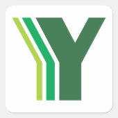 Groene brief Y Vierkante Sticker (Voorkant)