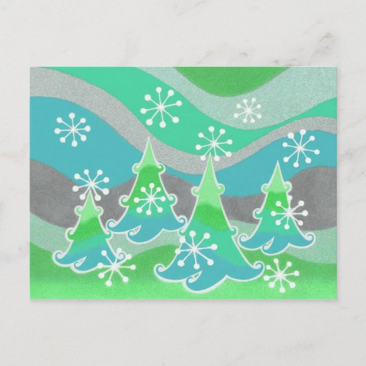 Groene briefkaart winterbomen (Voorkant)