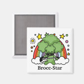 Groene Broccoli Broccoli, rockster Magneet (Voorkant / Achterkant)