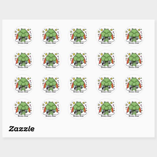 Groene Broccoli Broccoli, rockster Ronde Sticker (Vel)