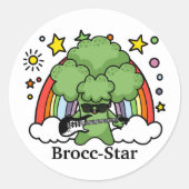 Groene Broccoli Broccoli, rockster Ronde Sticker (Voorkant)