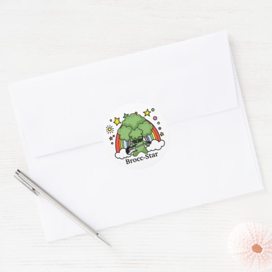 Groene Broccoli Broccoli, rockster Ronde Sticker (Envelop)