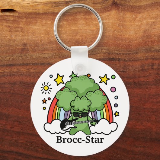 Groene Broccoli Broccoli, rockster Sleutelhanger (Achterkant)