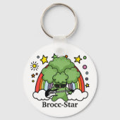 Groene Broccoli Broccoli, rockster Sleutelhanger (Achterkant)