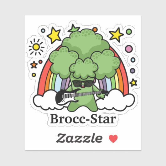 Groene Broccoli Broccoli, rockster Sticker (Vel)