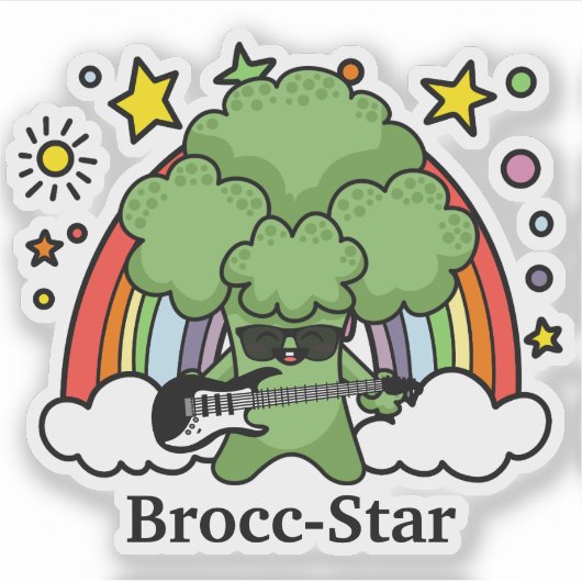 Groene Broccoli Broccoli, rockster Sticker (Voorkant)