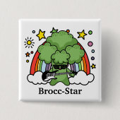 Groene Broccoli Broccoli, rockster Vierkante Button 5,1 Cm (Voorkant)