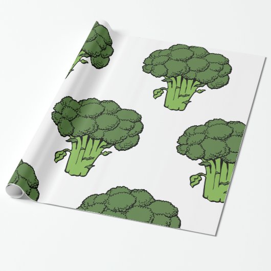 Groene broccoli cadeaupapier (Uitgerold)