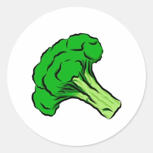 Groene Broccoli Floret Tekening Kunst Groenten Lie Ronde Sticker (Voorkant)
