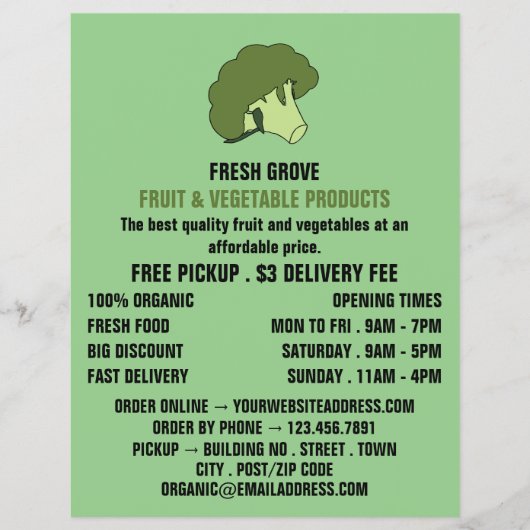 Groene Broccoli, Greengrocers Adverteren Flyer (Voorkant)