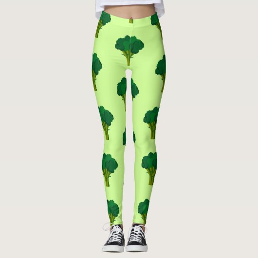 Groene Broccoli Vegetable Healthy Eating Veggie Leggings (Voorkant)