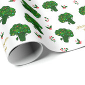Groene Broccoli Vrolijk Veganistisch Kerstfeest Cadeaupapier (Rol Hoek)