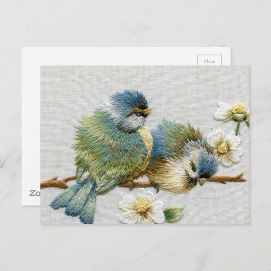 Groene broidervogel van de lenteslastelmunt briefkaart (Voorkant / Achterkant)