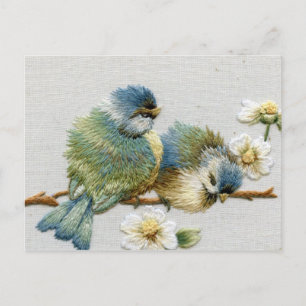 Groene broidervogel van de lenteslastelmunt briefkaart
