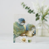 Groene broidervogel van de lenteslastelmunt briefkaart (Staand voorkant)