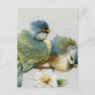 Groene broidervogel van de lenteslastelmunt briefkaart
