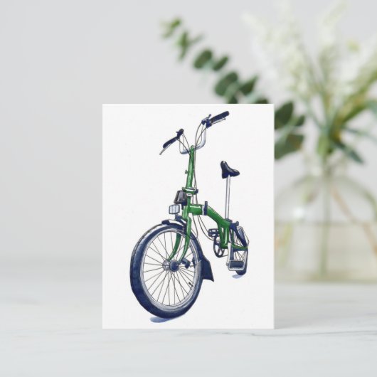 Groene Brompton-fiets Briefkaart (Staand voorkant)