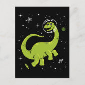 Groene Brontosaurus dinos in de ruimte Briefkaart (Voorkant)