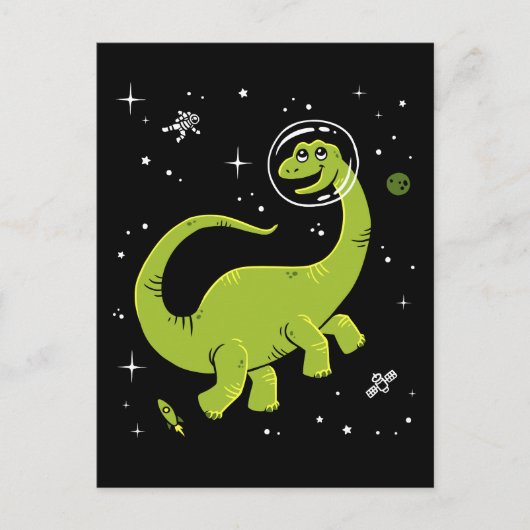 Groene Brontosaurus dinos in de ruimte Briefkaart (Voorkant)