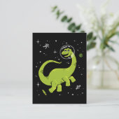 Groene Brontosaurus dinos in de ruimte Briefkaart (Staand voorkant)