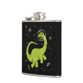 Groene Brontosaurus dinos in de ruimte Heupfles (Links)