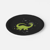 Groene Brontosaurus dinos in de ruimte Papieren Bordje (Gekanteld)