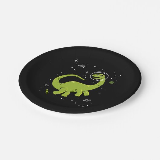 Groene Brontosaurus dinos in de ruimte Papieren Bordje (Gekanteld)