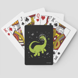 Groene Brontosaurus dinos in de ruimte Pokerkaarten