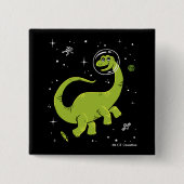Groene Brontosaurus dinos in de ruimte Vierkante Button 5,1 Cm (Voorkant)