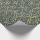 Groene Bronze Floral Wreath Damask Cadeaupapier (Hoek)