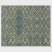 Groene Bronze Floral Wreath Damask Cadeaupapier (Vlak)