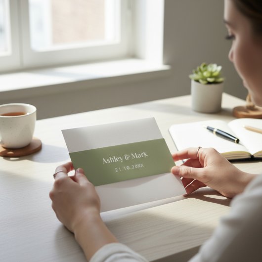 Groene bruid bruidegom uitnodigingen wikkel