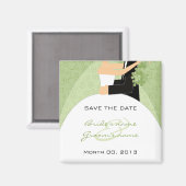 Groene bruid en bruidegom Sla de datum magneten (Voorkant / Achterkant)