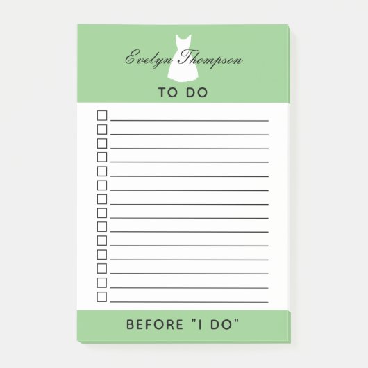 Groene bruidsbruiloft om checklist te doen post-it® notes (Voorkant)