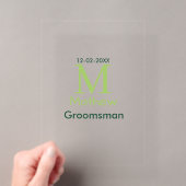 groene bruidsjonker naam letter datum mannelijk pa acryl uitnodigingen (Insitu (Draagbaar))