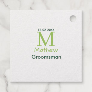 groene bruidsjonker naam letter datum mannelijk pa bedankjes labels