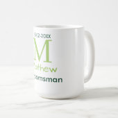 groene bruidsjonker naam letter datum mannelijk pa koffiemok (Voorkant rechts)