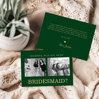 Groene Bruidsmeisje Voorstel Foto Kaart