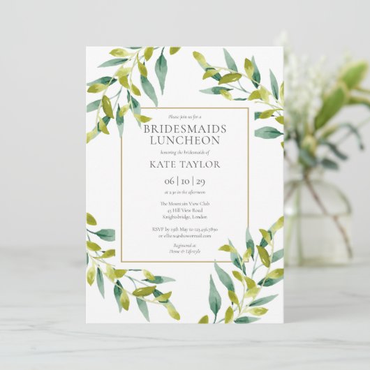 Groene Bruidsmeisjes Lunch Kaart (Staand voorkant)