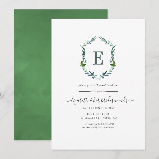 Groene Bruidsmeisjeslunch Laurel Crest Kaart (Voorkant / Achterkant)