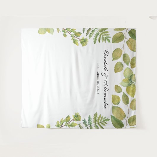 Groene bruiloft achtergrond. Bladerachtergrond Wandkleed (Voorkant (horizontaal))